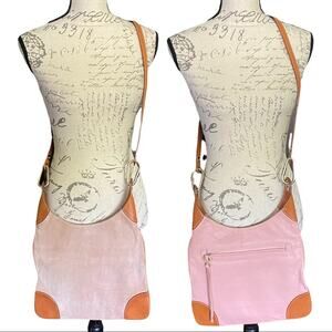 Burberry Pink Leather & Suede Crossbody Purse